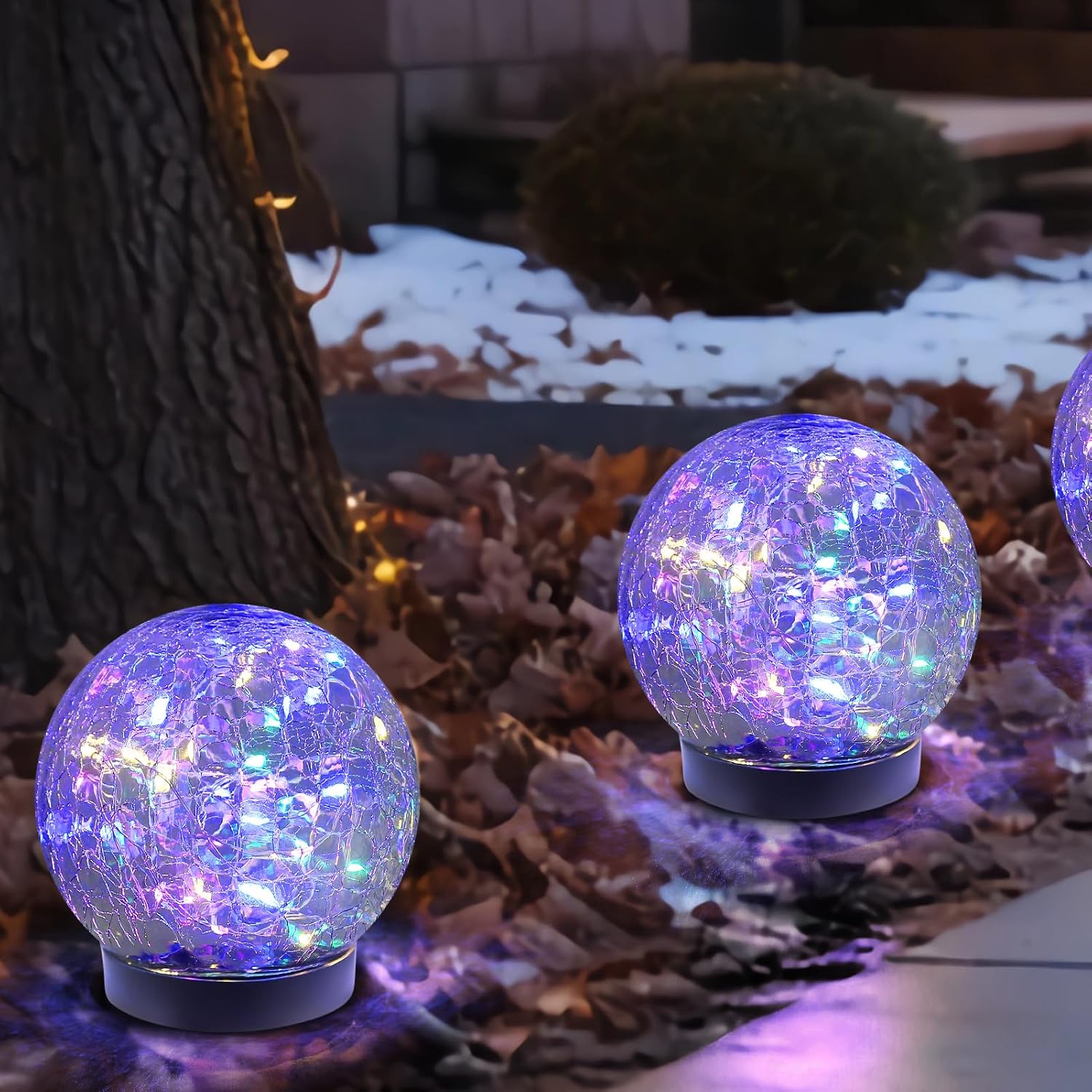 6-Pack Solar Cracked Glass Ball Lights 6-Pack Solar Cracked Glass Ball Lights