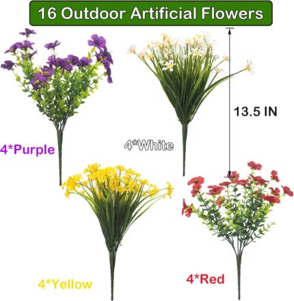 16 Bundles Artificial Outdoor Daisies