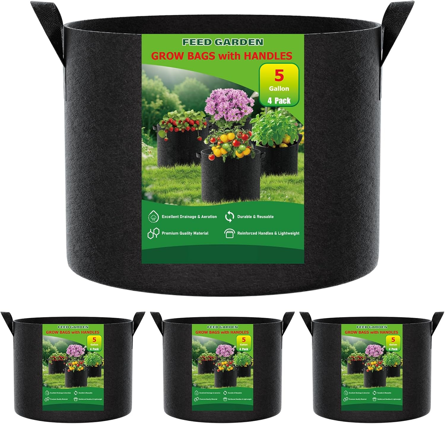 Four-Pack Fabric Grow Bags