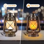 Two Bronze LED Flame Effect Lanterns