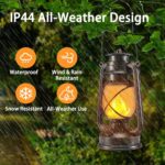 Two Bronze LED Flame Effect Lanterns