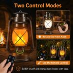 Two Bronze LED Flame Effect Lanterns