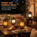 Two Bronze LED Flame Effect Lanterns