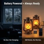 Two Bronze LED Flame Effect Lanterns