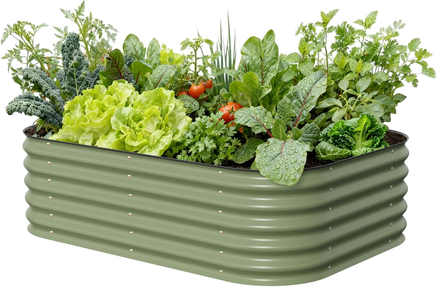 Olive Green Metal Raised Planter