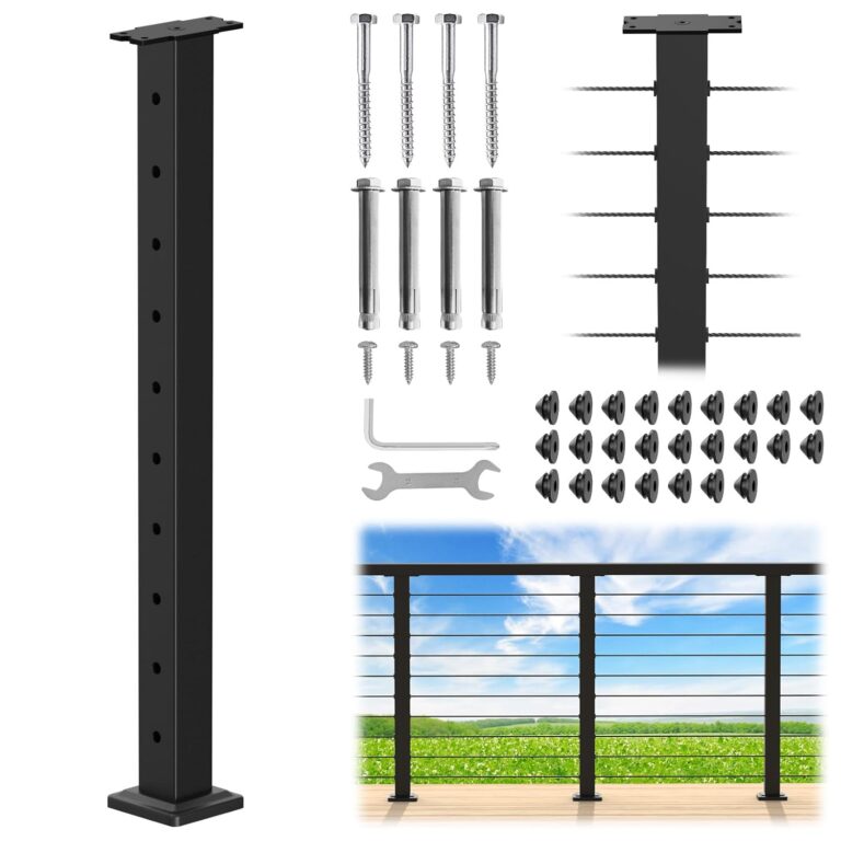 35-inch Black Square Cable Railing Post Kit