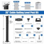 35-inch Black Square Cable Railing Post Kit