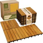 9-Pack Acacia Striped Deck Tiles