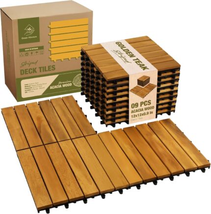9-Pack Acacia Striped Deck Tiles