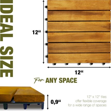 9-Pack Acacia Striped Deck Tiles