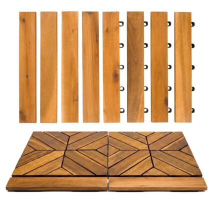 Interlocking Acacia Wood Decking Tiles