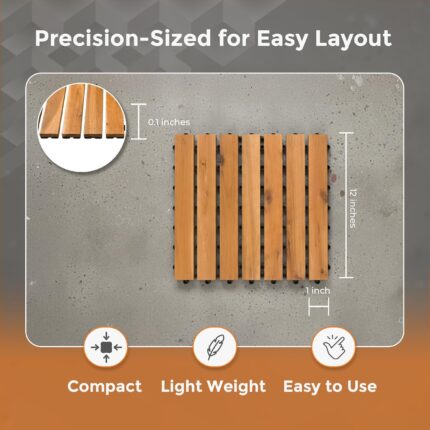 Interlocking Acacia Wood Decking Tiles