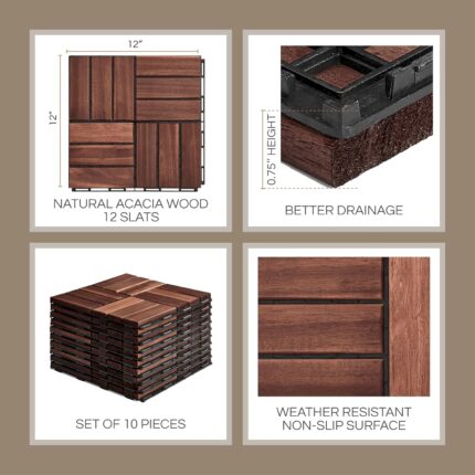 Interlocking Acacia Wood Decking Tiles 2
