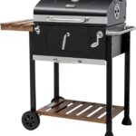 Black Charcoal Grill with Wheels