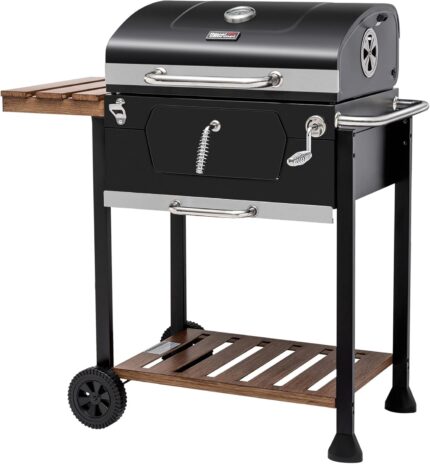 Black Charcoal Grill with Wheels