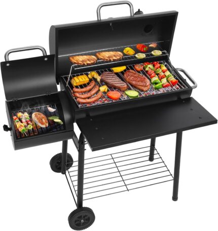 Offset Charcoal Grill with Side Firebox