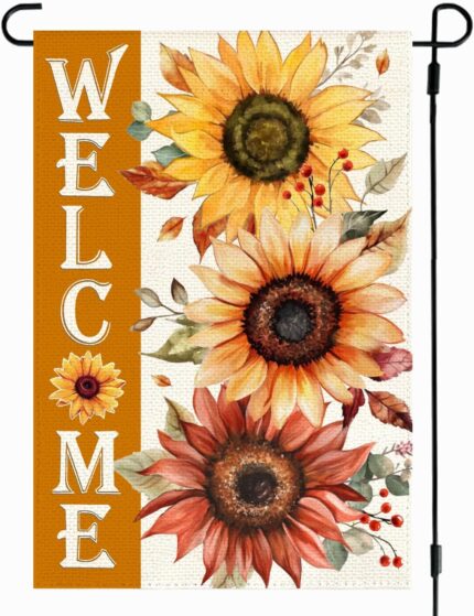 Double-Sided Sunflower Welcome Garden Flag