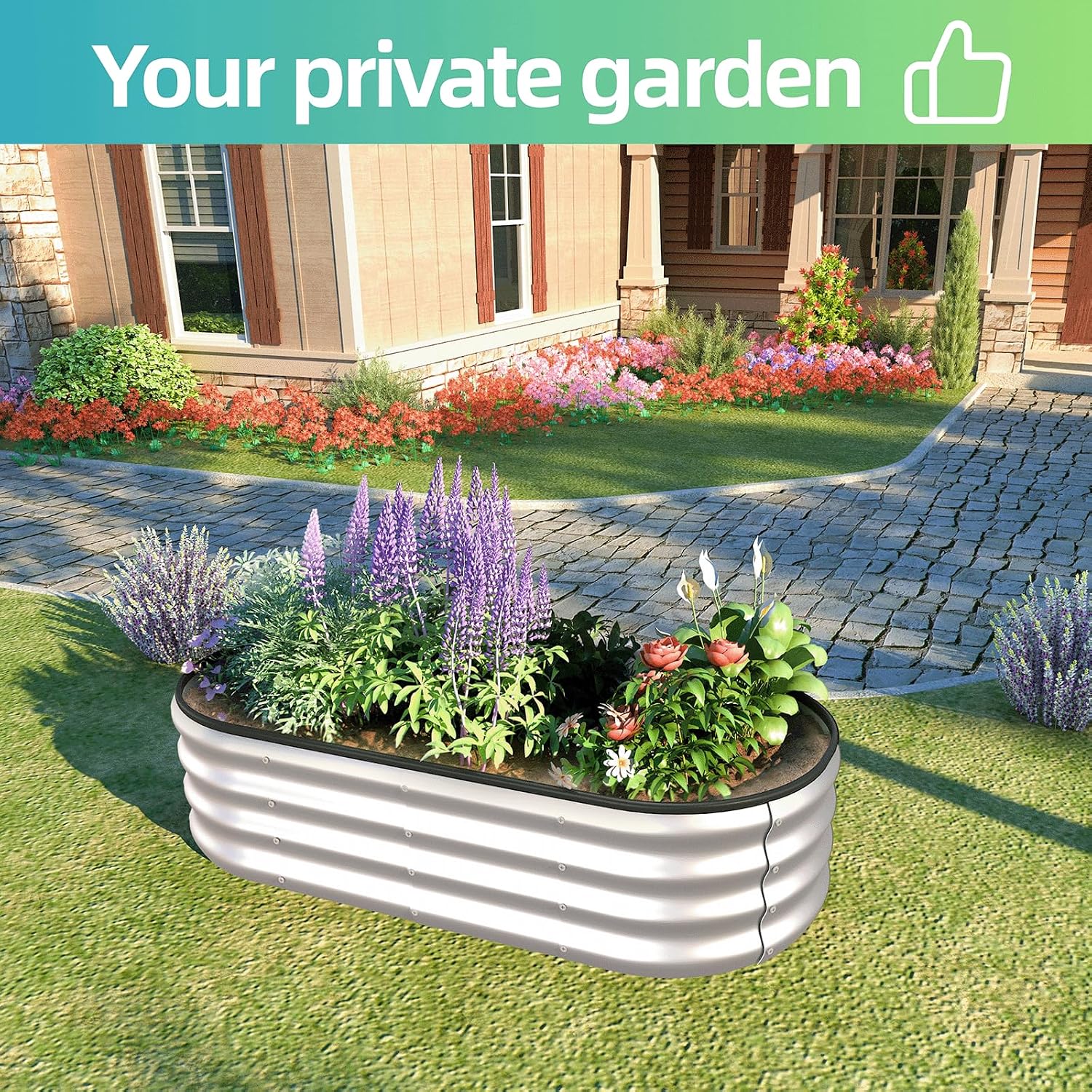 Two-Piece Oval Metal Raised Garden Beds