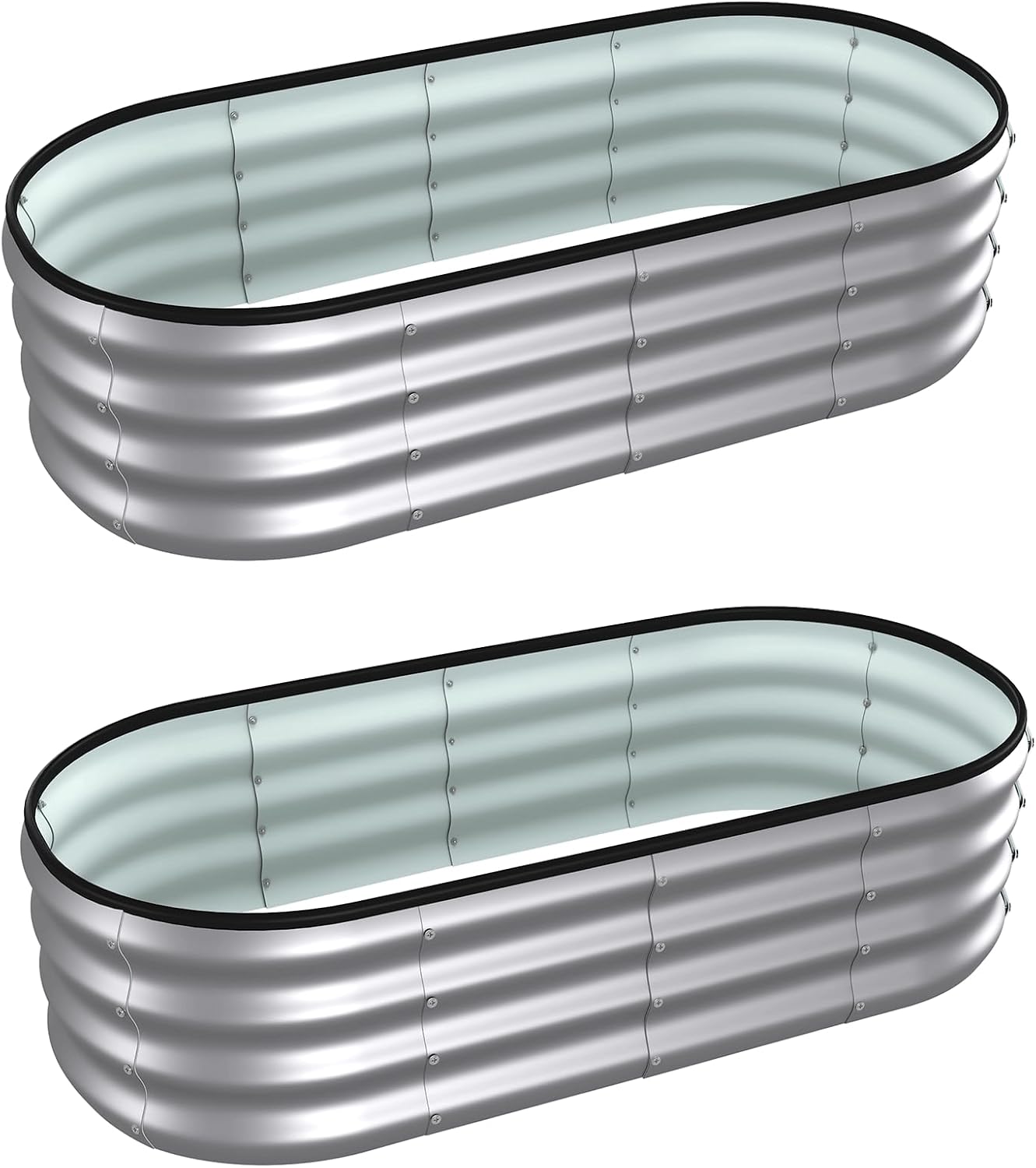 Two-Piece Oval Metal Raised Garden Beds
